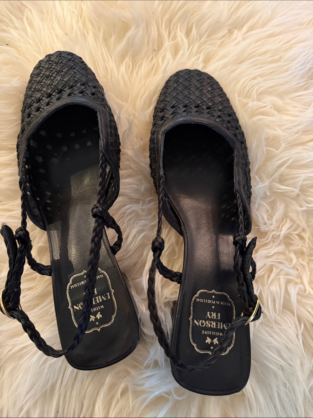 Emerson Fry Black Woven Slingback Mules - Picture 7 of 8